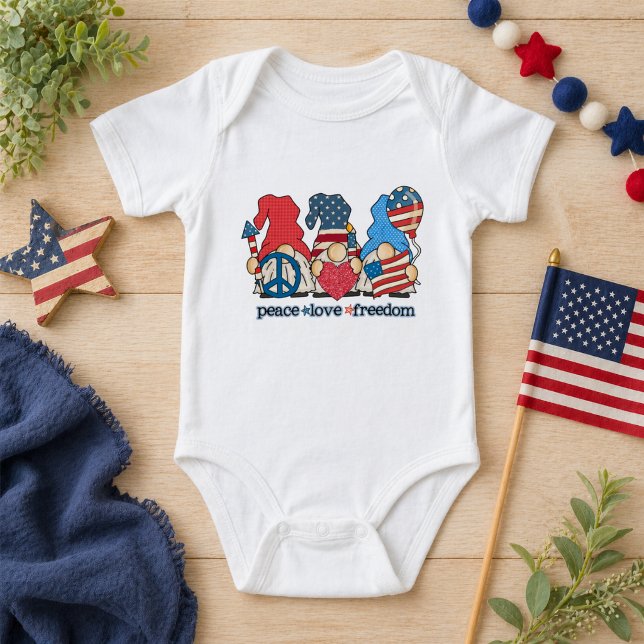 Boho Patriotic Gnomes Baby Bodysuit (Creator Uploaded)