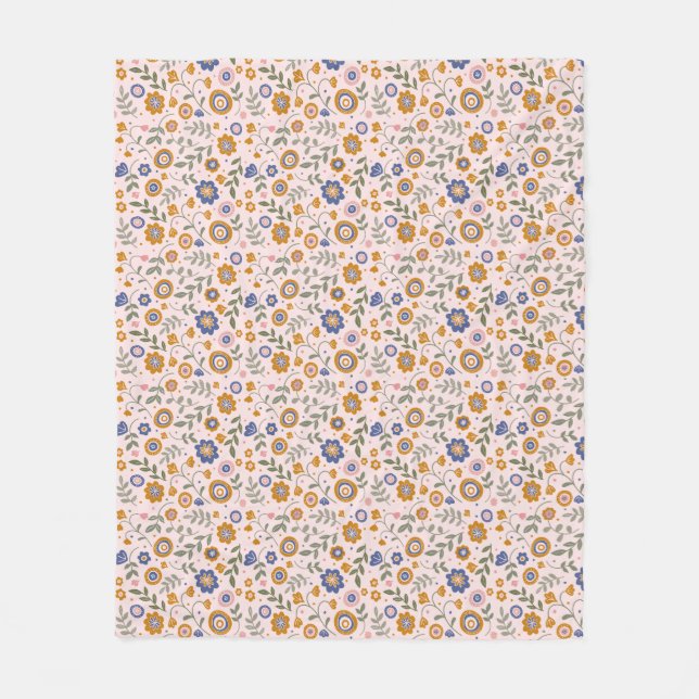 Boho pattern 01.w Lpink BG Fleece Blanket (Front)