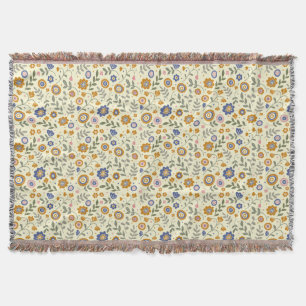 Boho pattern 01.w Lyellow BG Throw Blanket