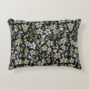 Boho pattern 02.w Floral on Black BG Decorative Cushion