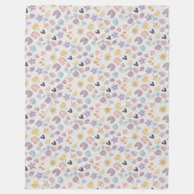 Boho pattern 02.w Offwhite BG Fleece Blanket (Front)