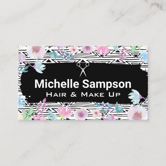 Boho Pattern and Flowers Appointment Card (Front)