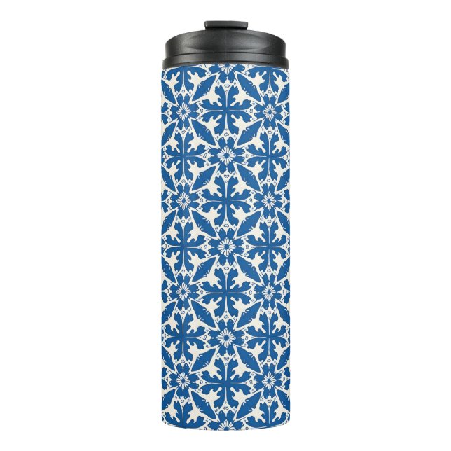Boho Pattern in Blue – Elegant & Bold Thermal Tumbler (Front)
