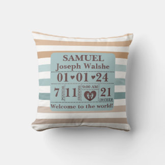 Boho Pattern Personalised Birth Stats Cushion