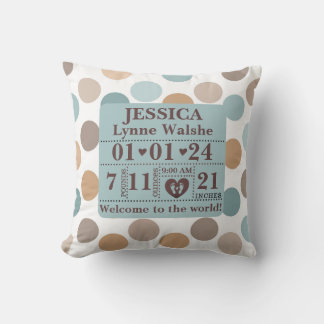 Boho Pattern Personalised Birth Stats Cushion