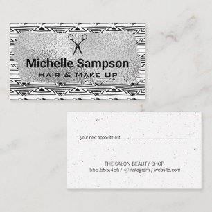 Boho Pattern Silver Foil Brushed Appointment Card