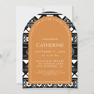 Boho Pattern Wedding Arch Orange Bridal Shower Invitation