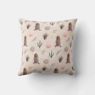 Boho Pattern with the Dreadlocks Moon Cushion