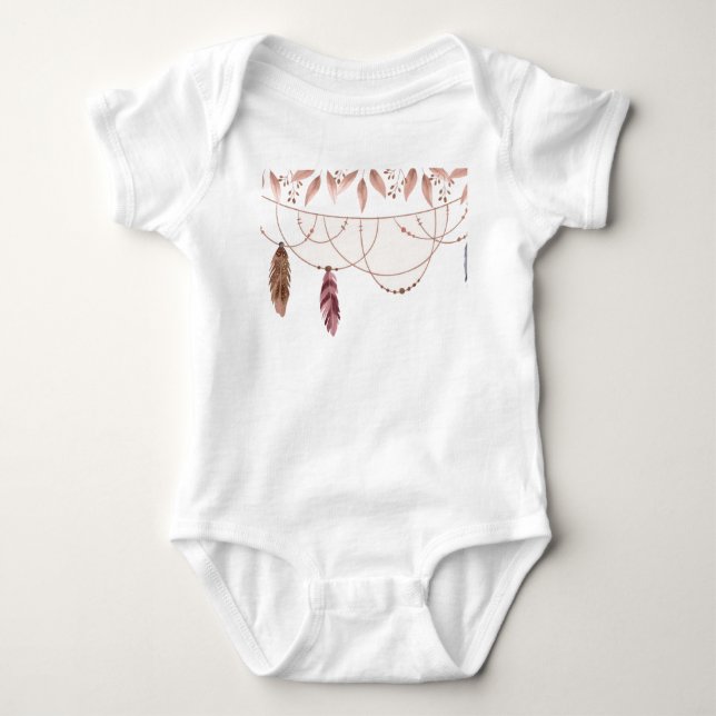 Boho Patterned Jersey  Baby Bodysuit (Front)