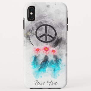 *~* Boho Peace Sign Feathers Flowers GrungeTribal Case-Mate iPhone Case
