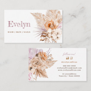 Boho peach and lilac business card