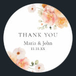 Boho Peach & Blush Floral Wedding Stickers<br><div class="desc">Add a beautiful finishing touch to your wedding stationery with these Boho Peach and Blush Floral Round Wedding Stickers, featuring soft watercolor flowers in romantic peach and blush tones. Designed in a relaxed boho style, these stickers include a “Thank You” message from the couple and can be fully edited to...</div>