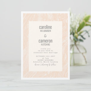 Boho Peach Blush Marble Modern Wedding  Invitation
