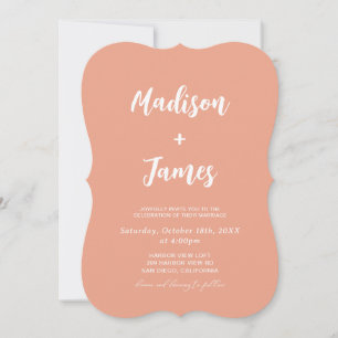 Boho Peach Coral Photo Wedding Invitation