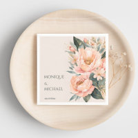 Boho peach earthy floral wedding printed