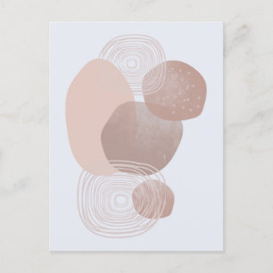 Boho Peach Pink Organic Shapes Art Post Card