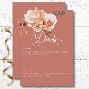 Boho Peach & Rust Floral Rust Details Enclosure Card