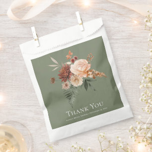 Boho Peach & Rust Floral Sage Green Bridal Shower Favour Bags
