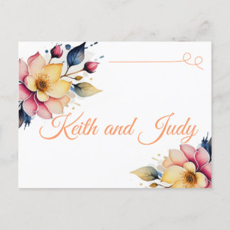 Boho Peachy Floral Announcement Postcard