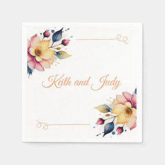 Boho Peachy Floral Napkin