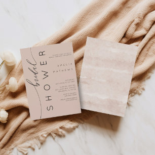 Boho Peachy Pink Simple Bridal Shower Invitation