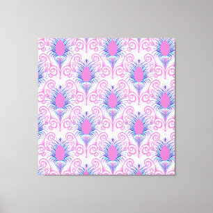 Boho Peacock Feather Jewel Tone-Neon Pink Canvas Print