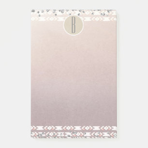 Boho Pearl Shimmer Glam Kraft Rustic Monogram Post-it Notes