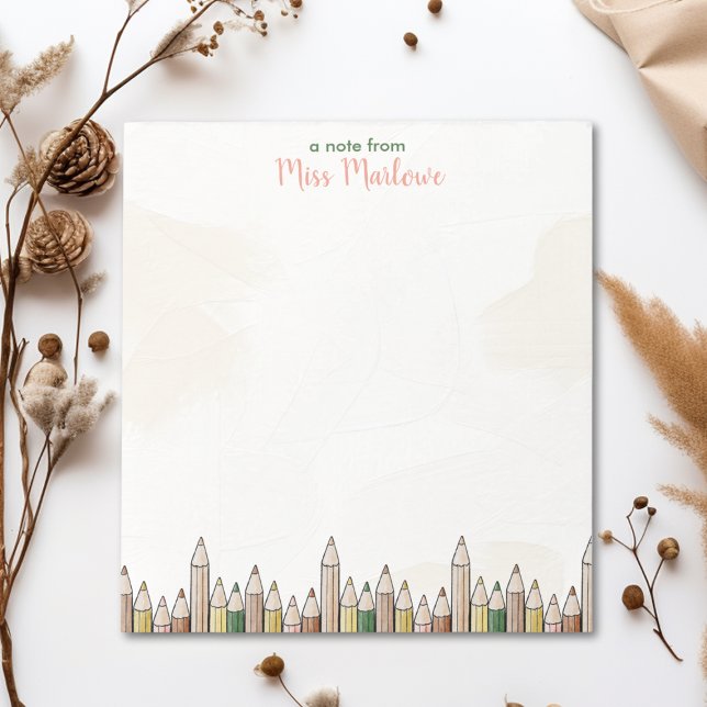 Boho Pencils Teacher Appreciation Personalised Notepad (Boho Pencils Teacher Appreciation Personalized Notepad)
