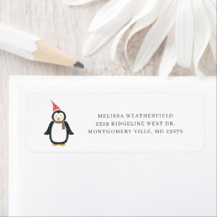 Boho Penguin Chic Holiday Return Address