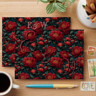 Boho Peonies Accent Outdoor Wedding Envelope