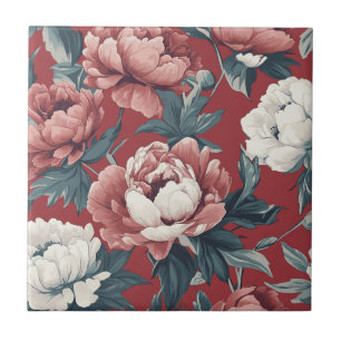 Boho  Peonies Ceramic Tiles  For Home Flooring