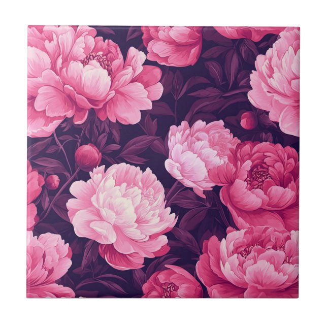 Boho  Peonies Ceramic Tiles  For Kitchen Walls (Front)