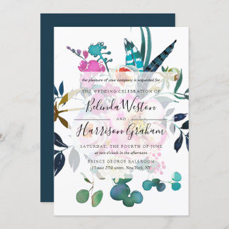 Boho Peonies Floral Wedding Invitation