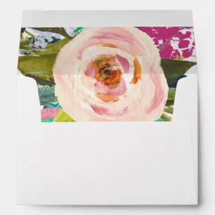Boho Peony Return Address Liner Wedding Envelope