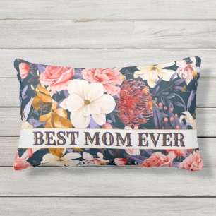 Boho Personalised Floral Best Mum Ever Lumbar Cushion