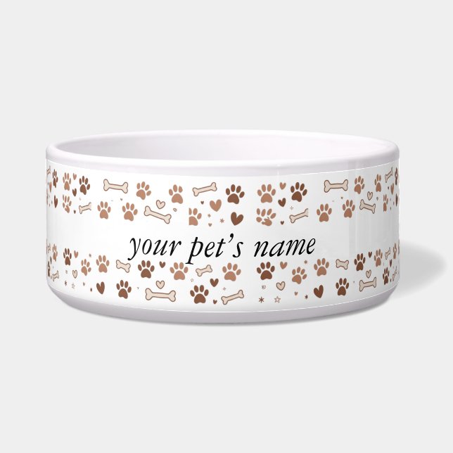 Boho Personalised Pet Bowl Custom Dog or Cat Food (Front)