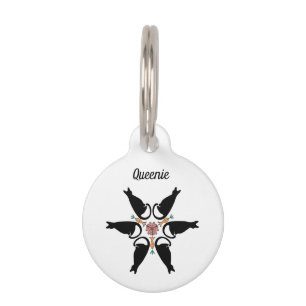 Boho Personalized Phone Black Cats Flower Mandala Pet Tag