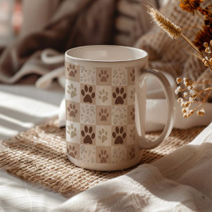 Boho Pet Paw Chequered Coffee Mug