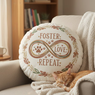 Boho Pet Rescue – Heartfelt Foster Care Gift Round Cushion