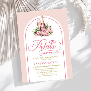 Boho petals and prosecco invite blush gold tones
