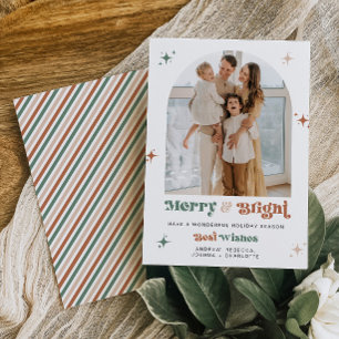 Boho Photo Christmas Card Merry & Bright Holiday