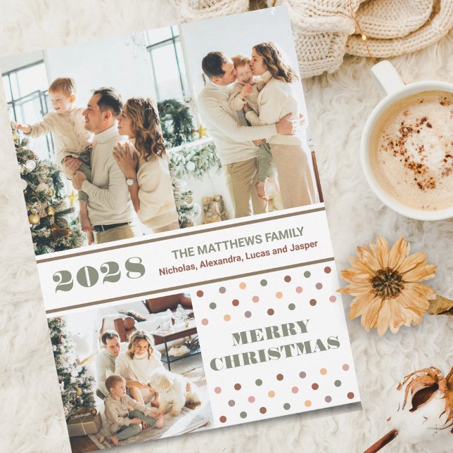 Boho Photo Collage Christmas Holiday Greeting Card (Add a touch of Boho to your Christmas Holiday greetings with this personal collage greeting card. )