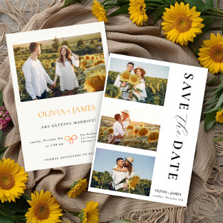Boho Photo Collage Elegant summer Save the Date Invitation