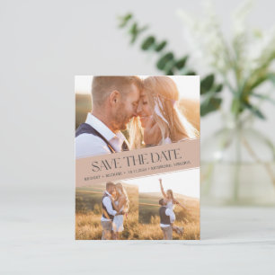 Boho Photo Collage Rustic Wedding Save the Date Announcement Postcard