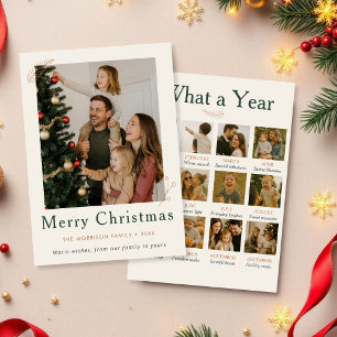 Boho Photo Collage What a Year Family Christmas  Holiday Card