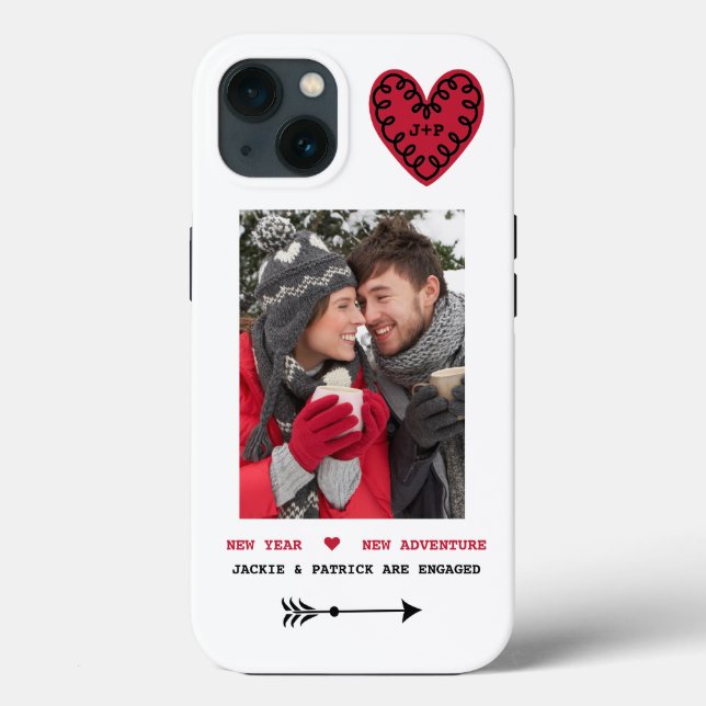 Boho Photo Engagement Announcement Case-Mate iPhon iPhone Case (Back)