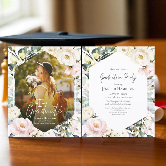 Boho Photo Law School Graduation Party Invitation (Creator Uploaded)