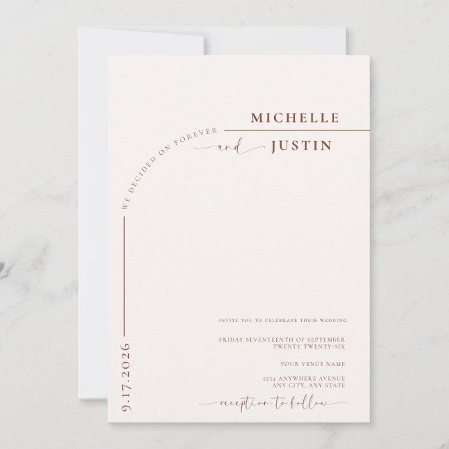 Boho Photo | Minimalist Calligraphy Script Wedding Invitation (Front)