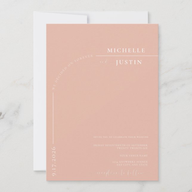 Boho Photo | Minimalist Calligraphy Script Wedding Invitation (Front)