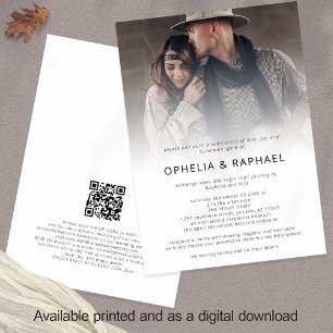Boho Photo Overlay QR Code Bohemian Wedding  Invitation